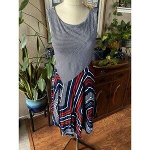 Anthropologie Maeve Cameron Stripe Asymmetrical Dress Size Small Summer Beach